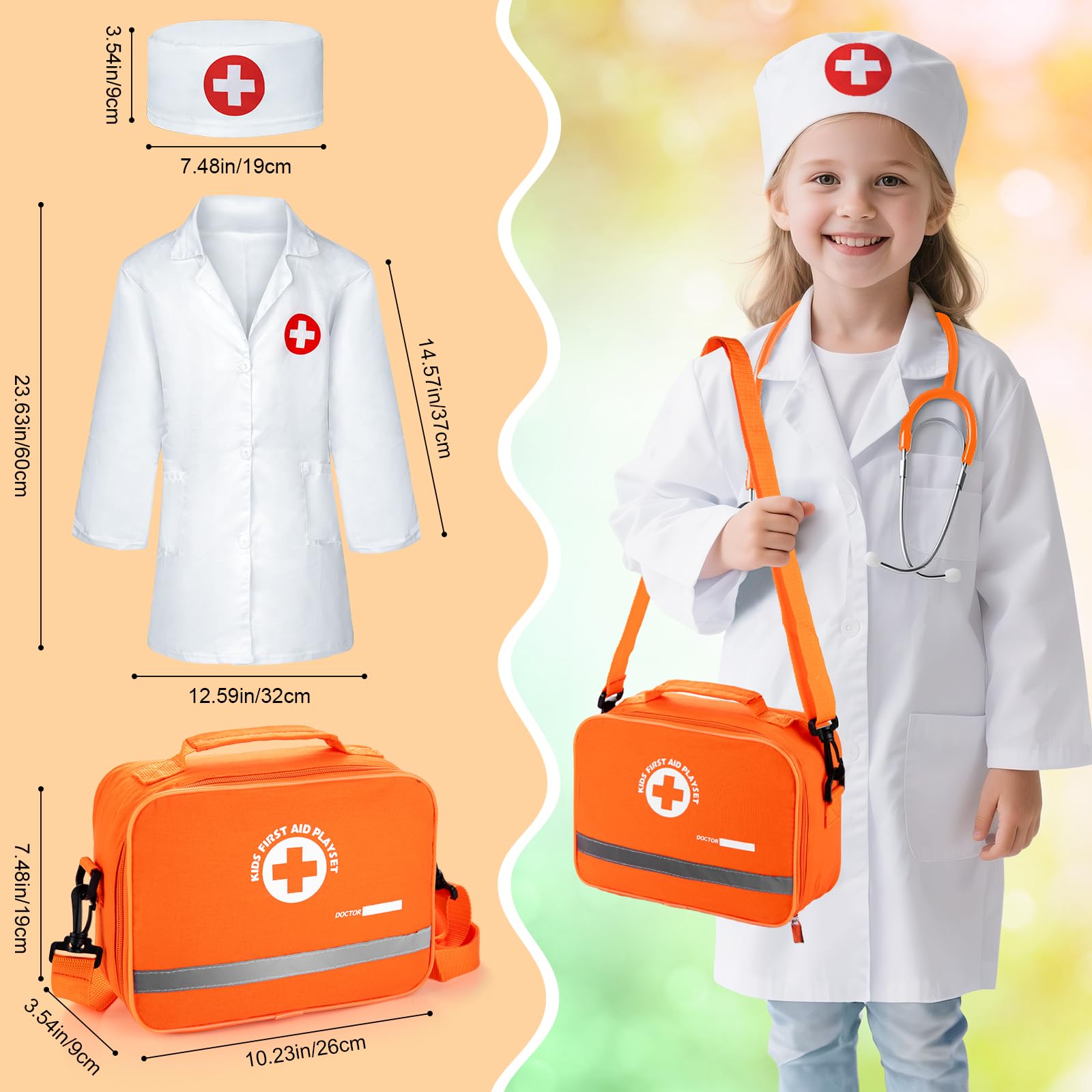 EFO SHM Valigetta Dottore Bambini, Con Stetoscopio Realistico, 33 Pezzi kit Dottoressa Bambina e Bambino, Giochi di Ruolo Giochi Montessori 3 4 5 6 Anni (2)