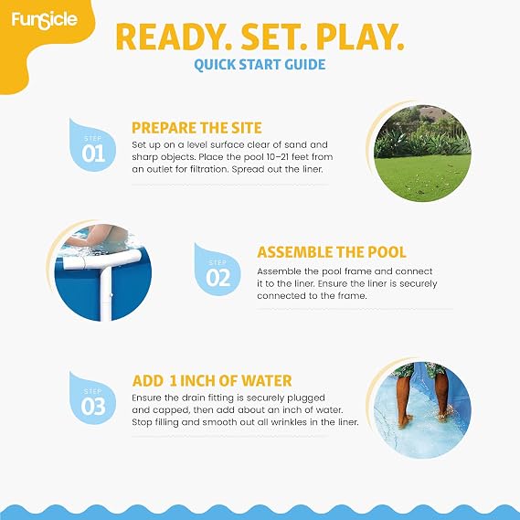 Funsicle 7' x 5' x 24 Durable Rectangular Above Ground Activity Lap Pool with SmartConnect Technology for Ages 6 and Up, Blue