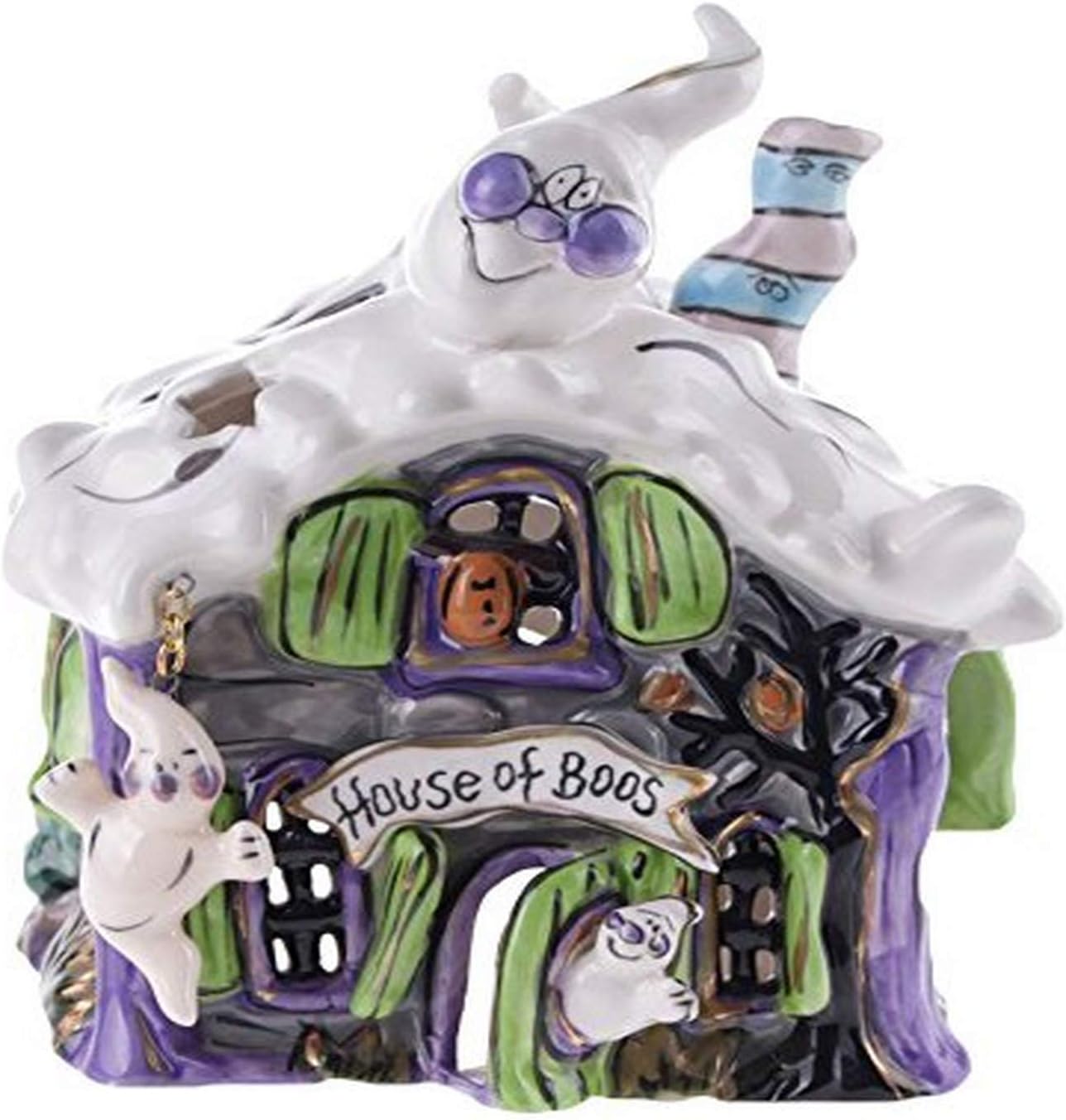 Blue Sky Ceramic Halloween 5.5" x 5.5" x 6.5" Boos-Candle House, Small, Multi (995042)