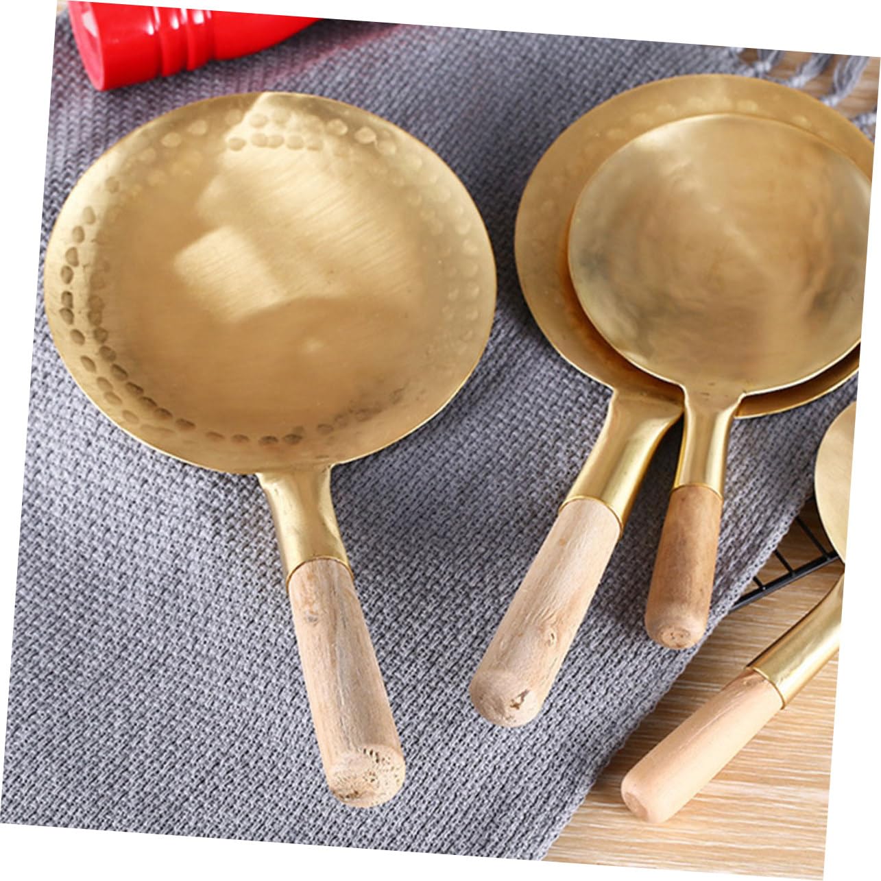 COLLBATH Lot De 3 Louches De Cuisine Robustes En Cuivre Pour Tofu Poignée Confortable Pour Un Service Efficace