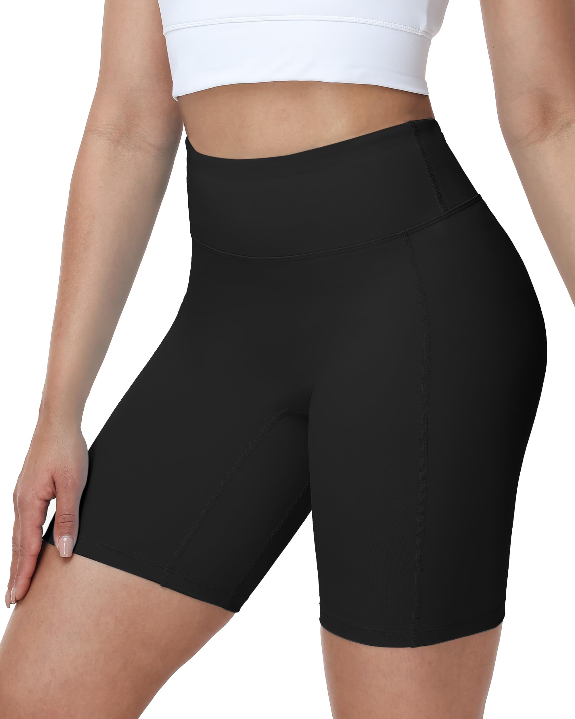 WISMBOX Radlerhose Damen Kurze 8" High Waist, Blickdichte Kompressions Sport Shorts, Seamless Sporthose for Gym Yoga Fitness