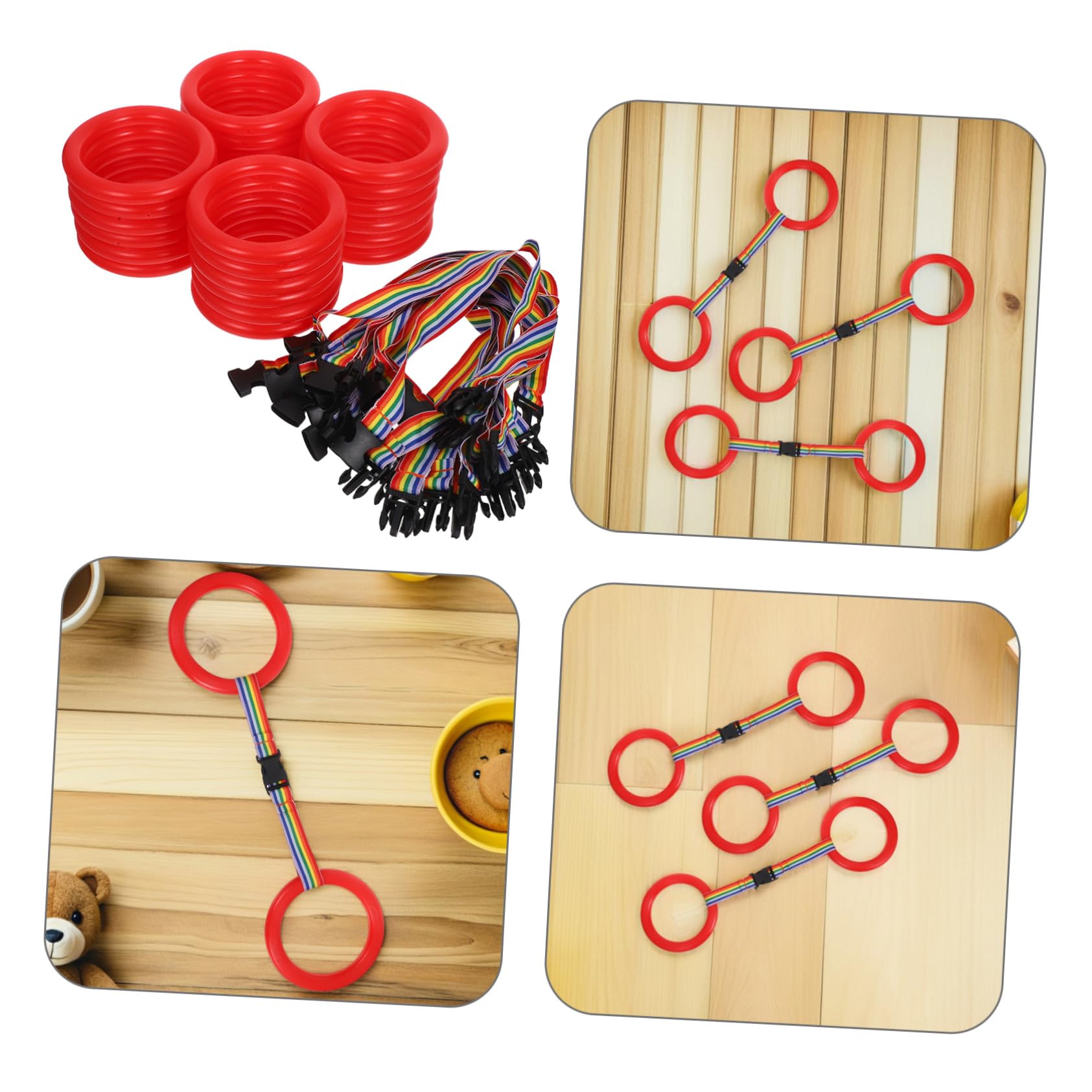Pulsera de Seguridad para Niños Pequeños 24 Anillas, Rojo | Plástico y Tejido, Liberación Rápida, Alta Visibilidad, 24 Juegos, para Guardería y Actividades al Aire Libre