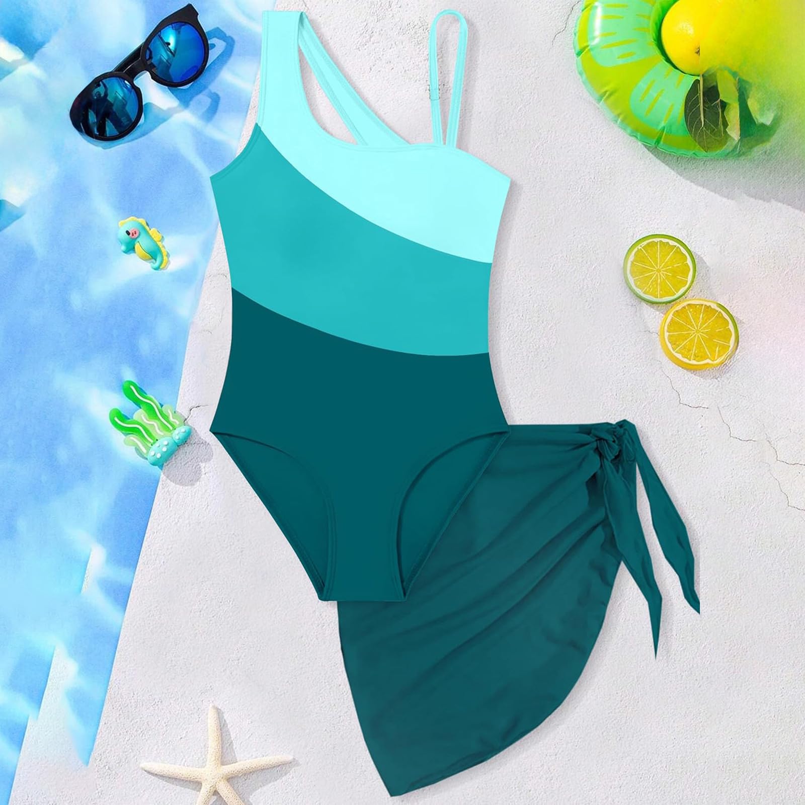 2026 Maillot de bain 1 pièce pour fille avec découpes et empiècement en maille intégrée