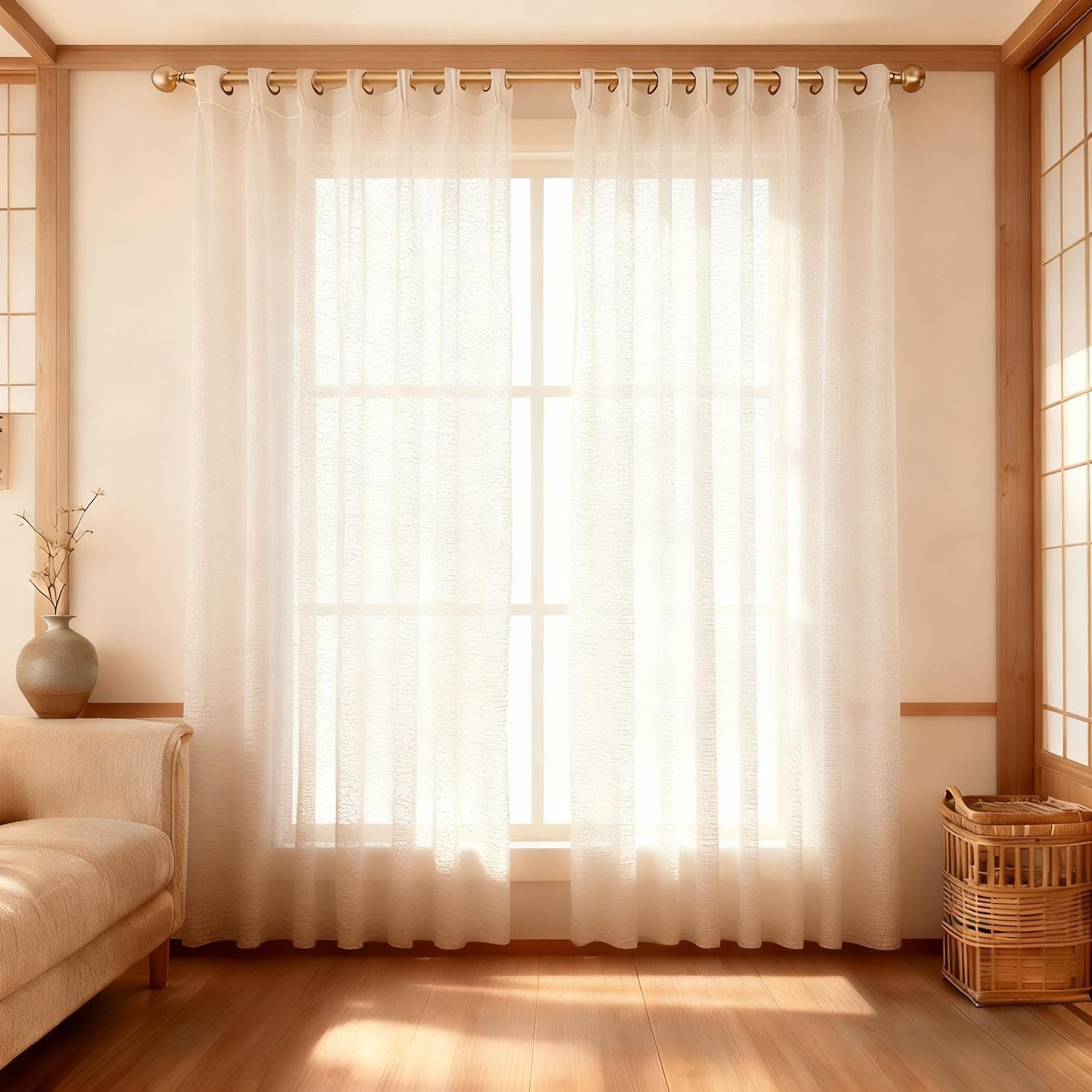 Rideaux voilages transparents vintage blancs 180 x 160 cm de salon