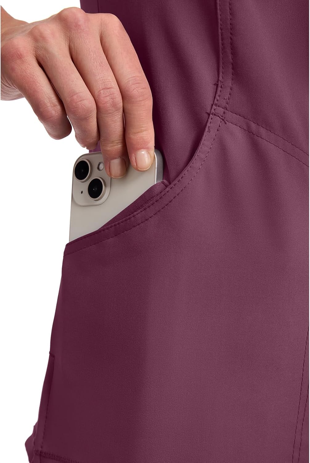 Cherokee Infinity Womens Mock Wrap Scrub Top, 4 Pockets, Rib-Knit Panel, Moisture-Wicking 360° Stretch - 2625A