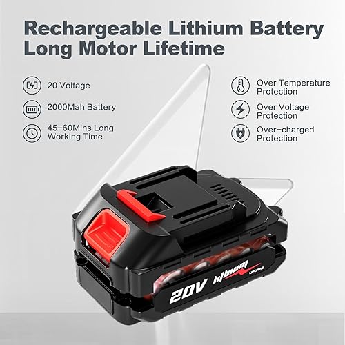 Miniatura 7 de Sierra de poste inalámbrica 2 en 1, mini motosierra con poste, sierras de poste alimentadas por batería de 20 V 2.0 Ah para recortar árboles, sierra