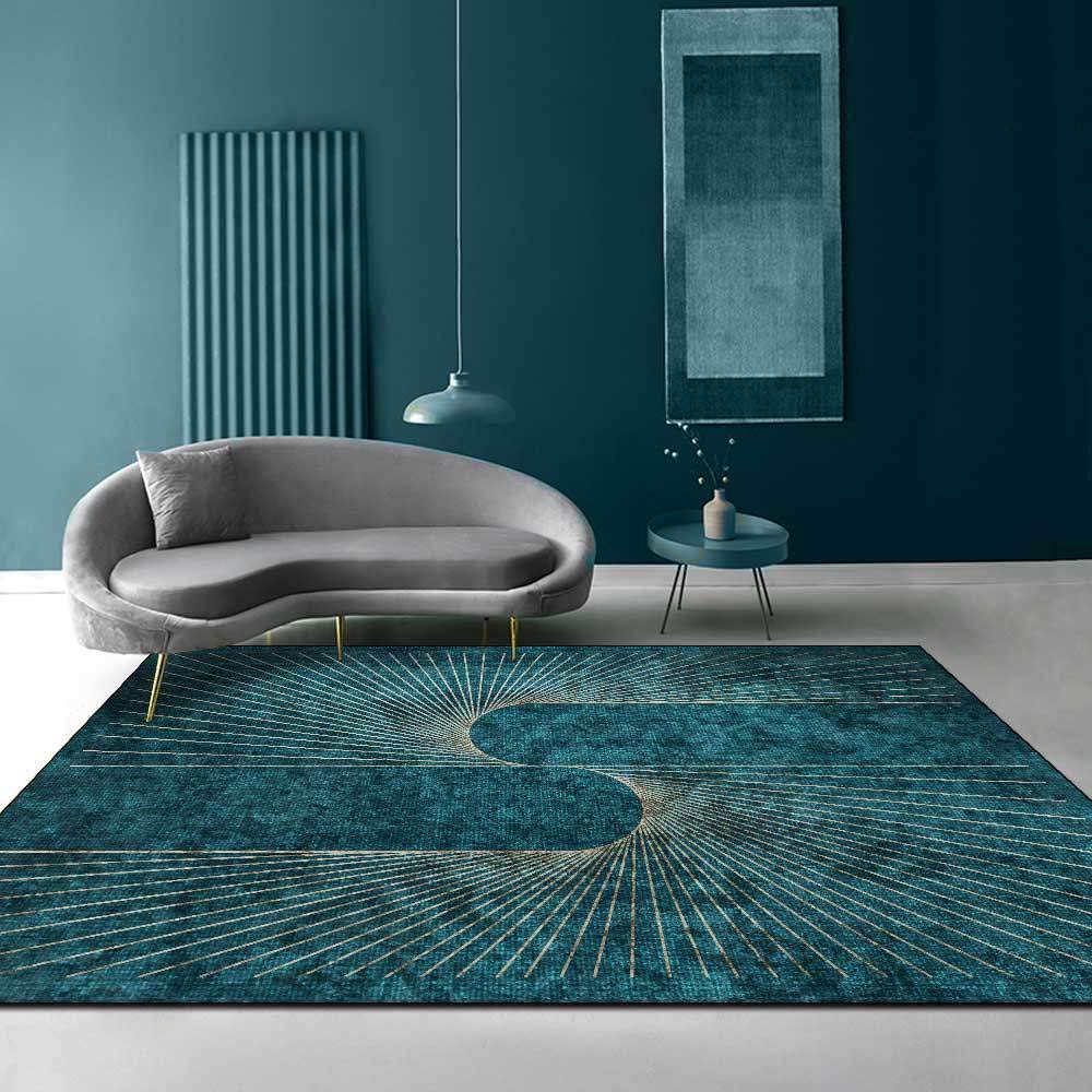 Modern Area Rug Designer Carpet Living Bedroom Dining Room Home Decorator Soft Non-slip Large Home Floor Carpet Modern Geometric Green 140 x 160 cm