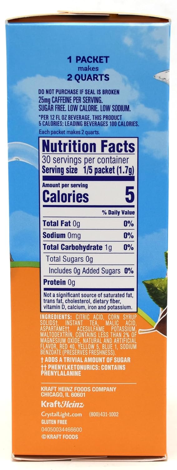 Crystal Light Peach Tea Drink Mix (12-Quart), 1.5 Ounce (Pack of 4)