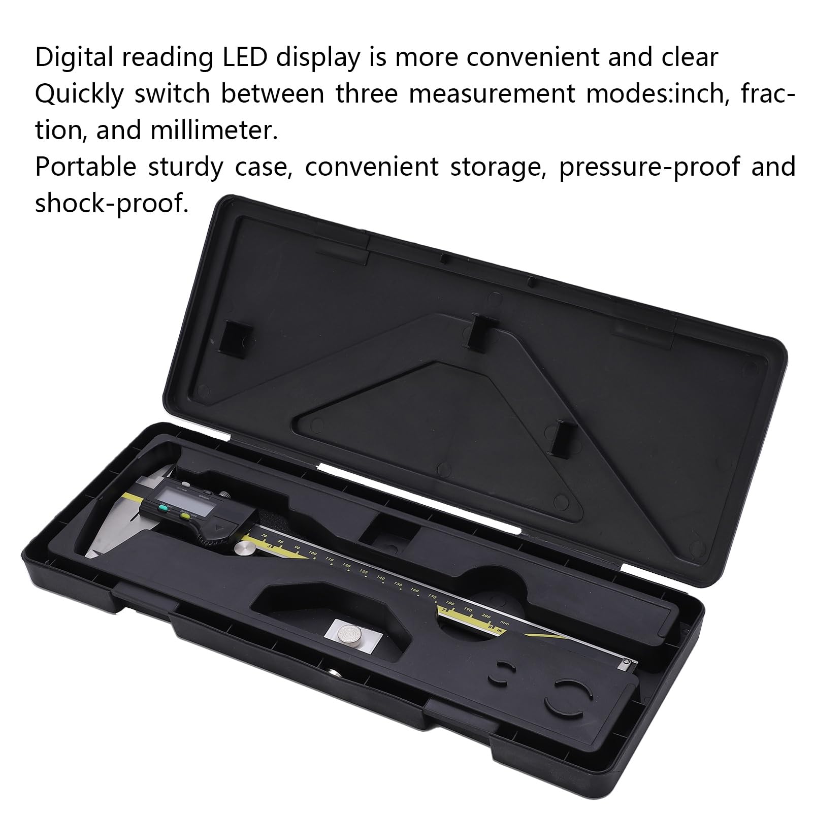 Calibrador digital electrónico de 200 mm, herramienta de medición de calibrador a vernier, pantalla LED de precisión de 0,01 mm, calibrador a vernier digital con estuche