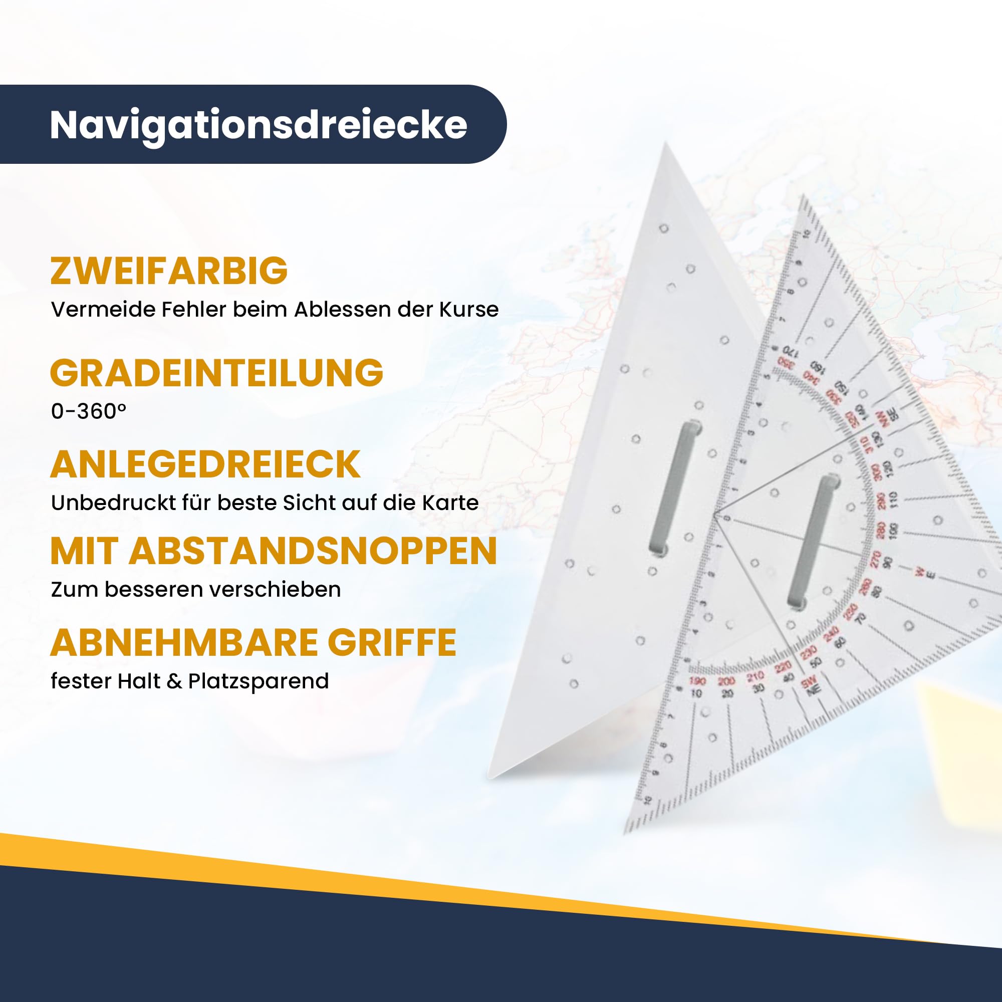 Attrezzature per la formazione SBF | Patente di guida per imbarcazione sportiva SBF | SBF Lago & Interno | Triangolo di navigazione | Compasso marino