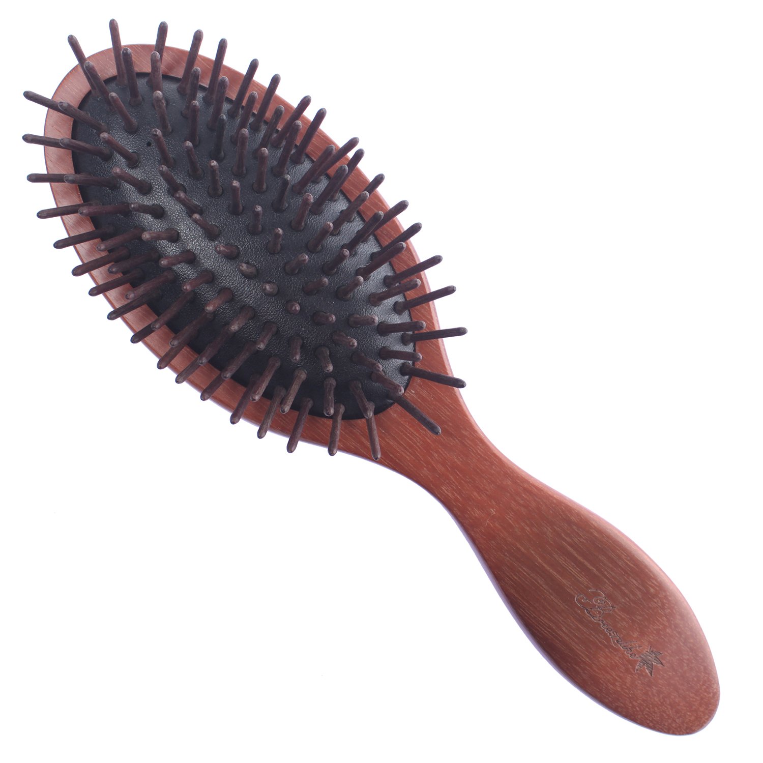 Breezelike Wood Hair Brush - Wooden Oval Handle Detangling Massage Brush Handmade with Natural Red Sandalwood