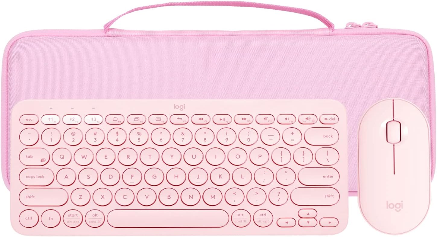 co2CREA Hard Case Compatible with Logitech Pebble 2 Combo K380 K380s Keys + M350 Wireless Keyboard and Mouse Combo (Rose) - Image 8