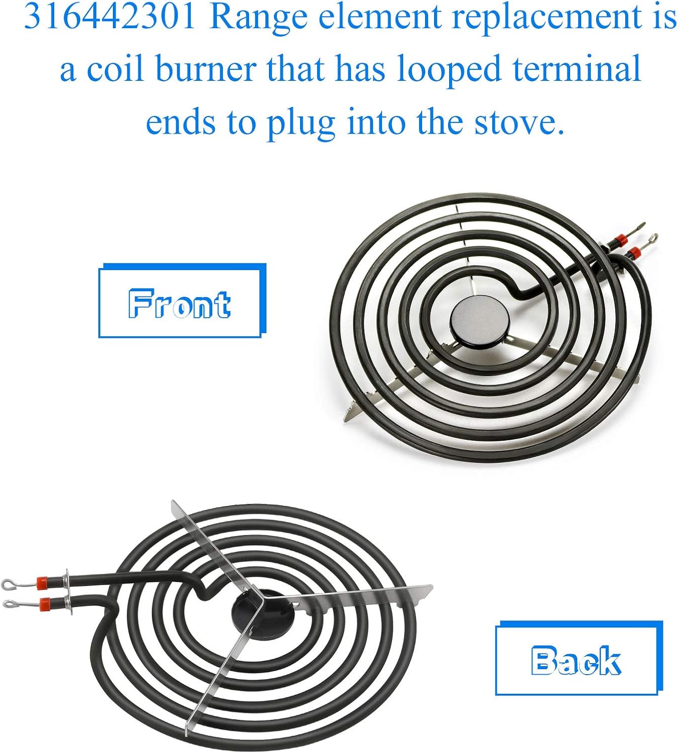316442301 Electric Range Burner 8'' Coil Surface Element (5-Turns) by APPLIANCEMATES Replacement for Frigidaire Range Coil Surface Element Replaces MP26YA AP4356467 PS2339242