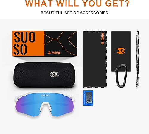 Miniatura 7 de suoso Gafas de sol deportivas polarizadas para hombres Mujeres Protección UV Jóvenes Ciclismo Correr Béisbol Gafas de Sol Gafas de Soft
