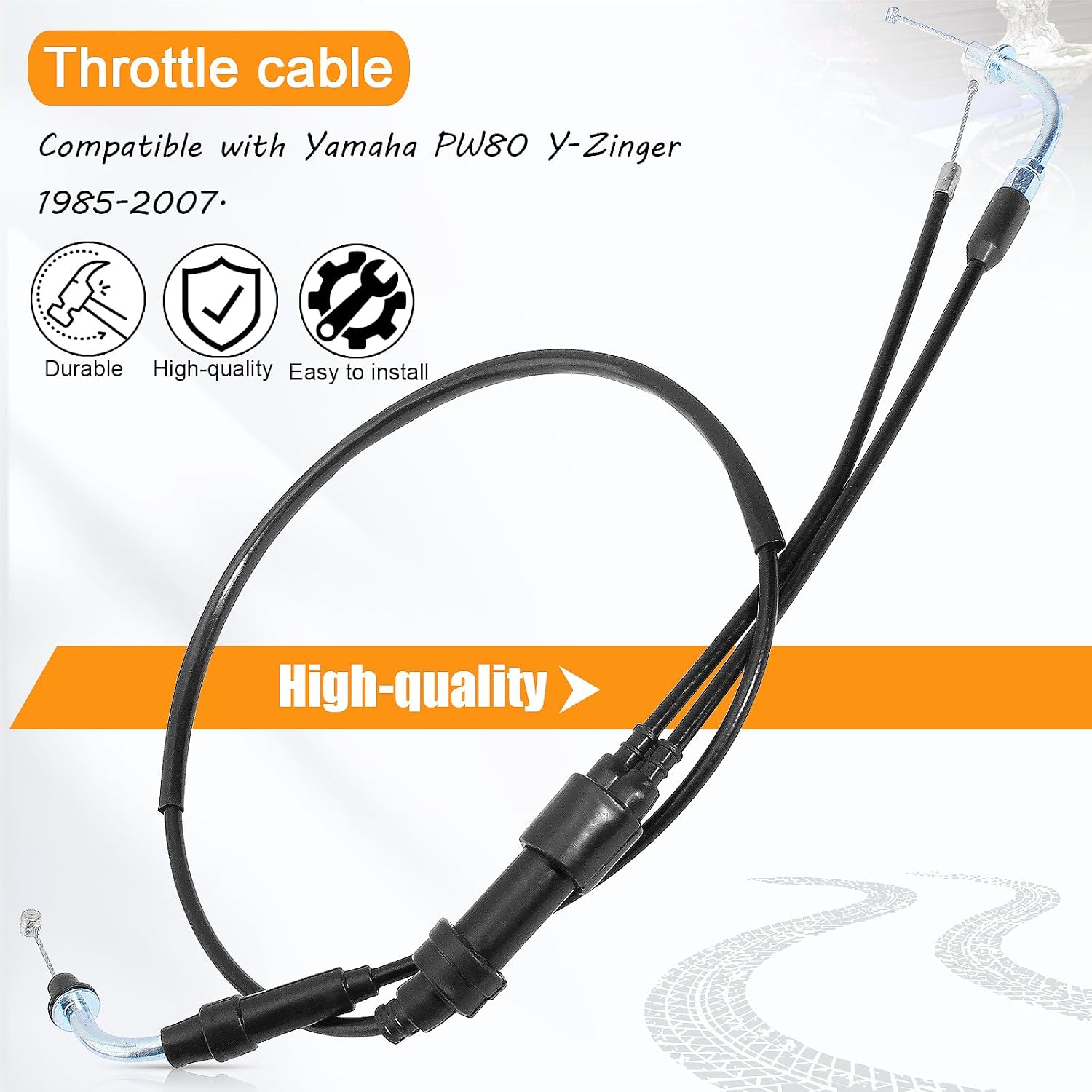 Throttle Cable Compatible with Yamaha PW80 Y-Zinger 1985 1986 1987 1988 1989 1990 1991 1992 1993 1994 1995 1996 1997 1998 1999 2000 2001 2002 2003 2004 2005 2006 2007 BW80 1986-1990
