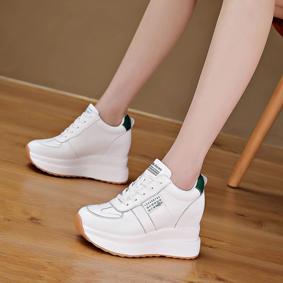 AONEGOLD Scarpe da Ginnastica con Zeppa Donna Scarpe Sportive Casual alla  Moda Pelle Casual Sneakers Tacco Zeppa 8CM Alte Platform Sneaker Bianco  Verde 36EU : Amazon.it: Moda
