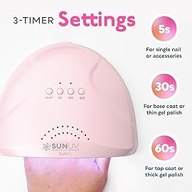 SUNUV UV Light for Gel Nails, UV Dryer for Gel Polish with 3 Timer Settings Professional LED Nail Lamp Art Tools Auto Sensor SUNone Pink