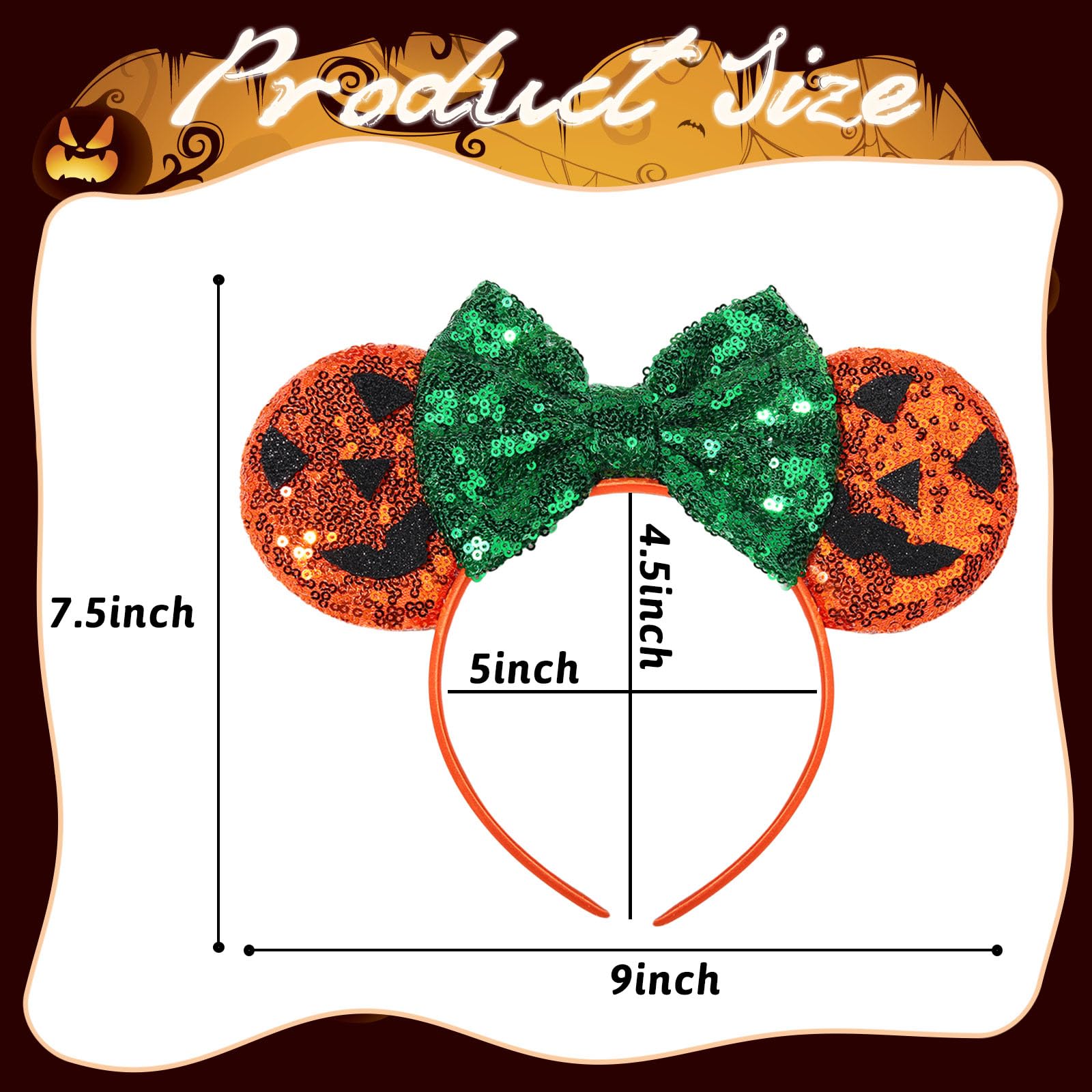 Sparkling Green and Orange Ears Headband Green Sequin Ears - Etsy main image 4