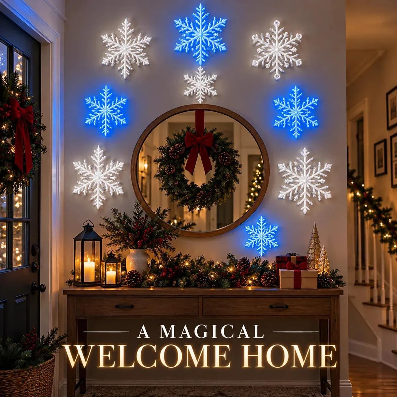 Lámparas de pared LED con forma de copo de nieve, copo de nieve iluminado,