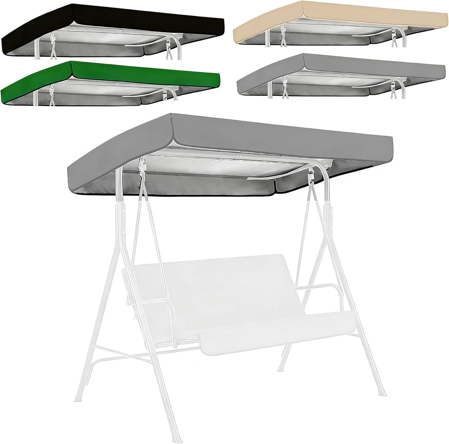 3 Seat Swing Canopy Replacement Top, Outdoor Patio Swing Canopy Replacement Cover for Outdoor Porch Patio Garden(Gray,84x48x7/9'')