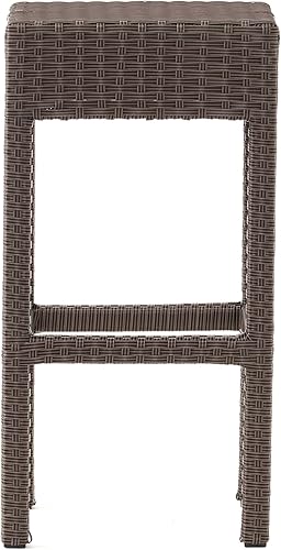 Miniatura 4 de Christopher Knight Home Milton Taburetes de bar de mimbre para exteriores, sin espalda, juego de 2 piezas, marrón oscuro