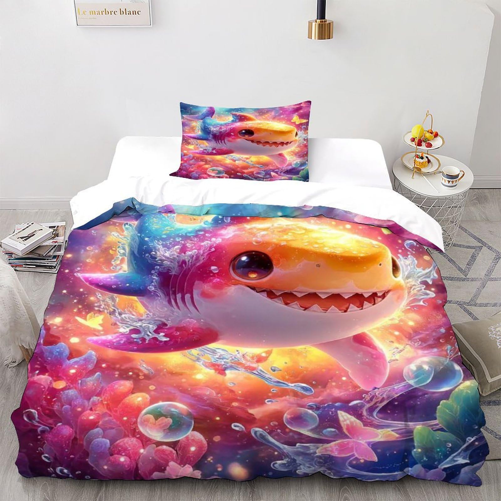 Housse de couette requin 135x200 parure anti-stress pour endormir facilement votre enfant