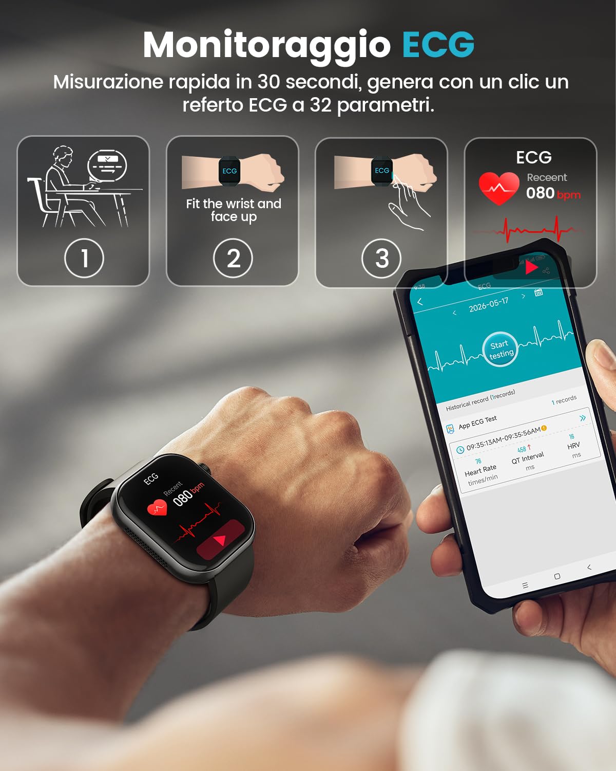 2026 Nuovo Smartwatch Uomo con ECG, HRV, 𝐆li𝐜𝐞m𝐢𝐚, Pressione Sanguigna, 1,97" AMOLED Salute Orologio Fitness con Monitoraggio 24H Cardiofrequenzimetro, SpO2, Sonno, BMI, Temperatura, iOS Android