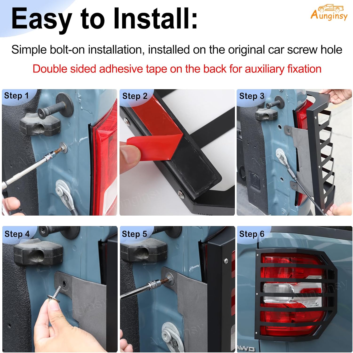 Aunginsy Tail Light Lamp Guard Cover Compatible with Ford Maverick 2022-2025 Exterior Accessories, Car Back Taillight Grilles Guard Protective Net Frame Carbon Steel Rear Headlight Trim Cover, Black