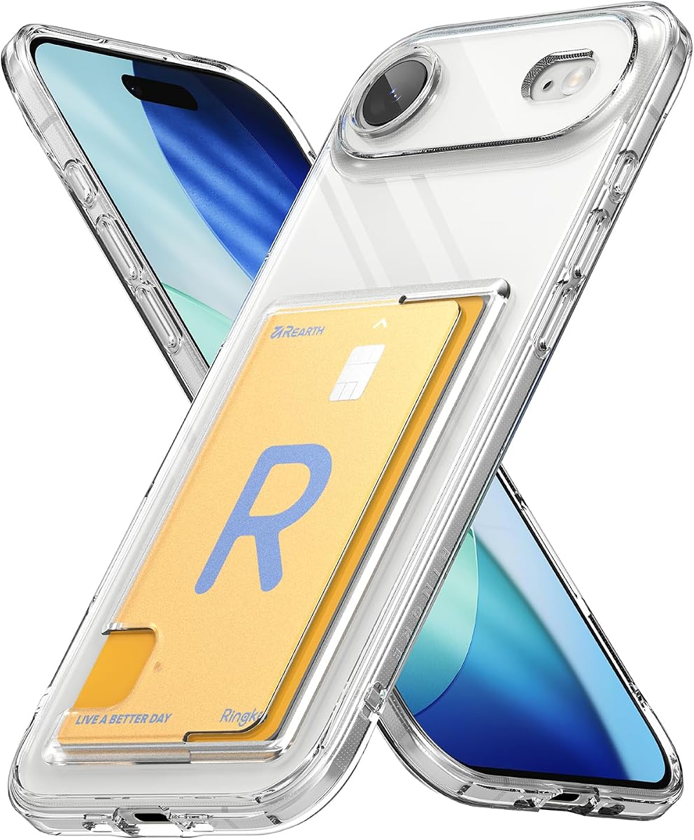 Funda Ringke para iPhone Air [Tarjeta Fusion transparente] | Sostiene hasta 1 tarjeta, Compatible con cargadores inalámbricos, billetera transparente, funda de teléfono con tarjetero incorporado para mujeres y hombres