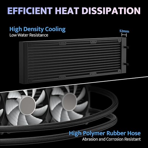 Miniatura 5 de darkFlash DV360S - Enfriador líquido todo en uno, pantalla LCD de 3.2 pulgadas con resolución de 320 * 320, sincronización ARGB, ventiladores PWM