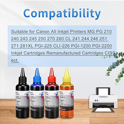 Miniatura 4 de Kit de recarga de tinta para Canon 250 251 270 271 280 281 1200 2200 PG240 CL241 PG245 CL246 PG210 Cartucho de tinta recargable, sistema CIS CISS