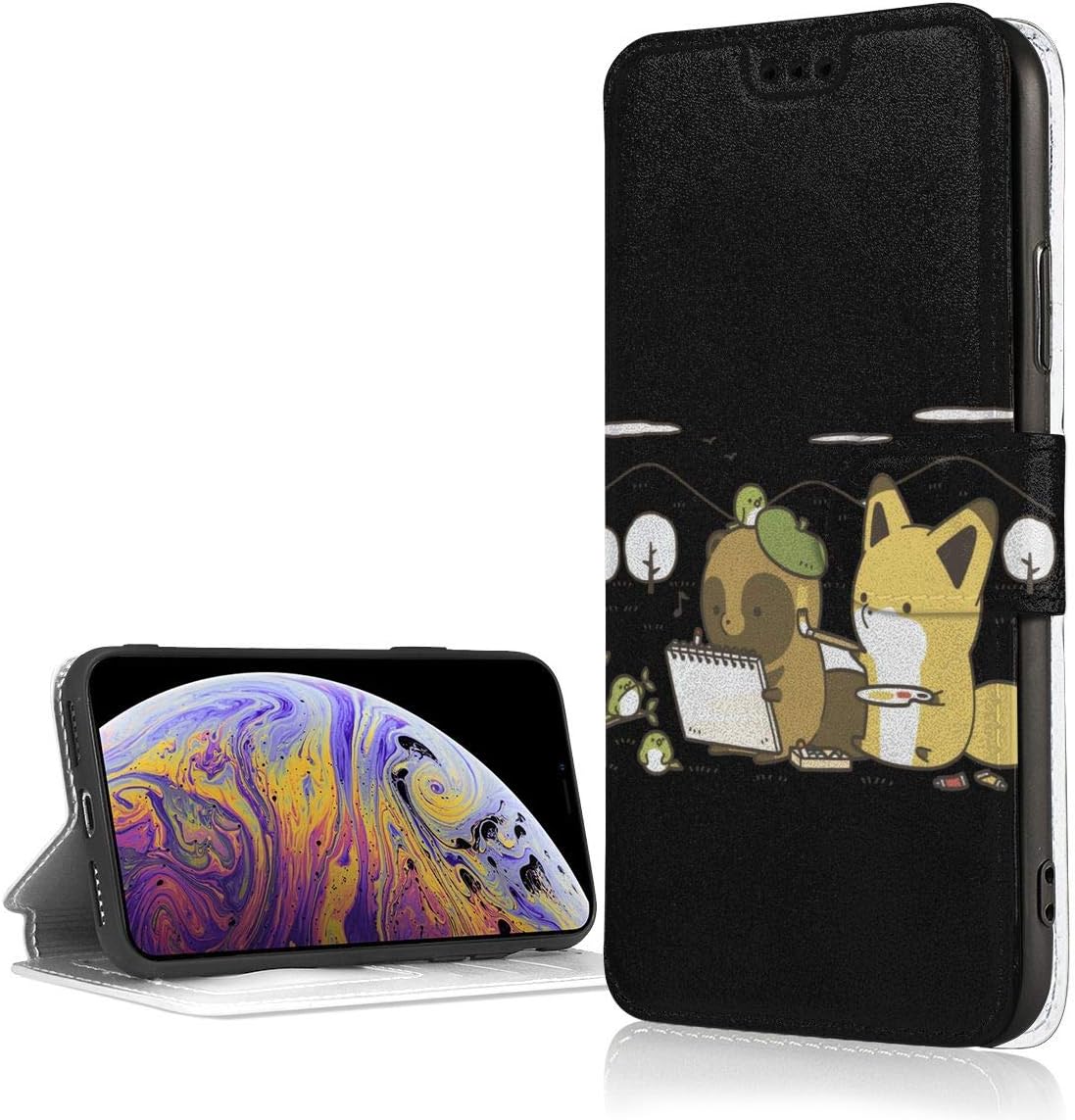 Amazon Co Jp ペンケース タヌキとキツネ ペンポーチ Iphone Xr 専用 携帯ケース 本革 レザー 手帳型 アイフォンxr 保護カバー マグネット開閉式 耐衝撃 スタンド機能 カード収納 財布型 人気 スマホケース 6 1inch 家電 カメラ