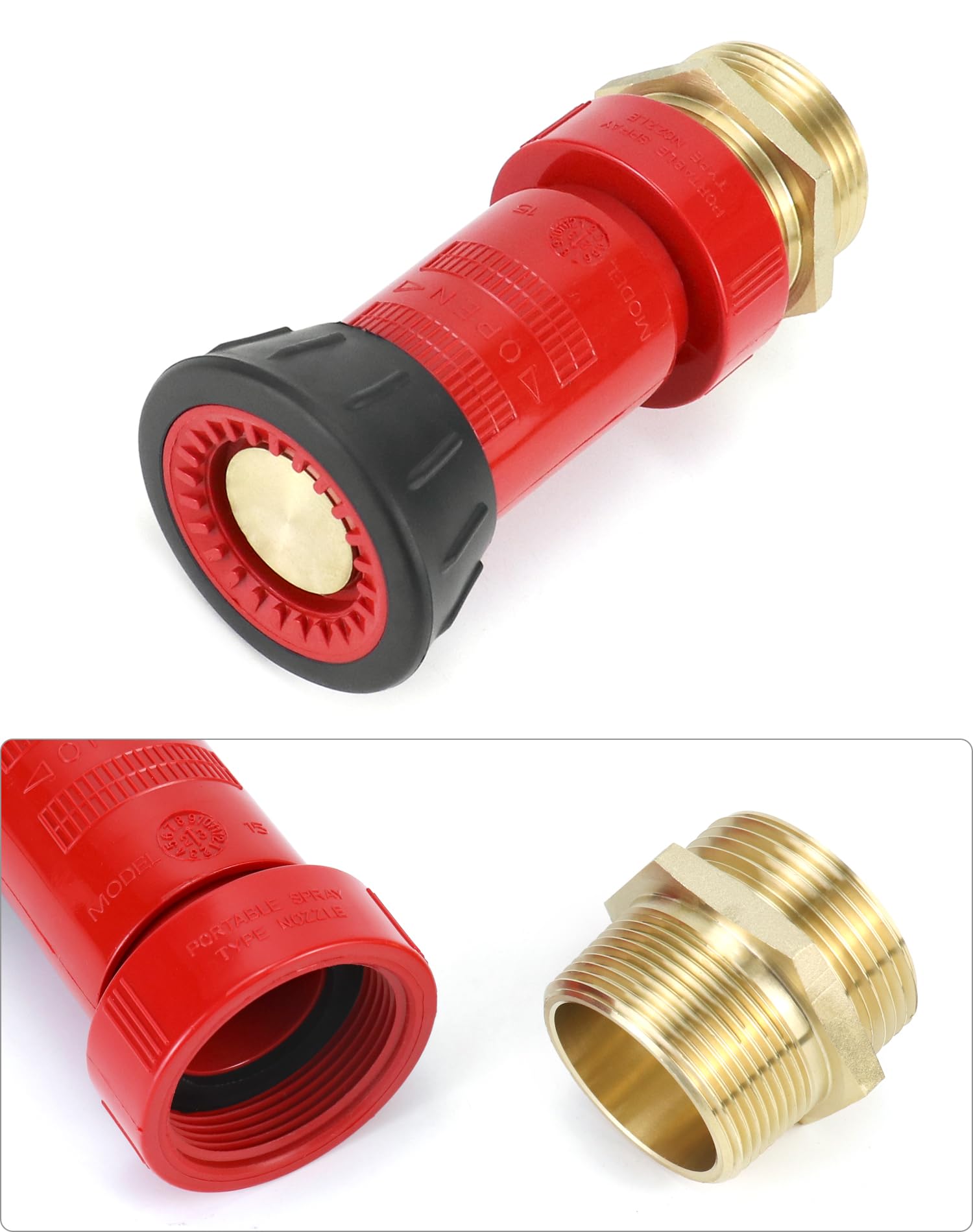 QWORK 2 adattatori esagonali in ottone per attrezzature antincendio, 1-1/2" NPT maschio a 1-1/2" maschio NST (NH) - 2 ugelli per manichetta antincendio, 1-1/2" NST/NH, per antincendio, industriale e