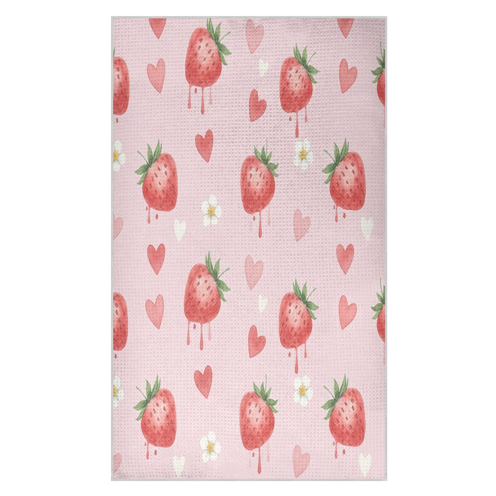BURSTDDY Strawberry Kitchen Towels,Absorbent Dish Towels 2 Pack