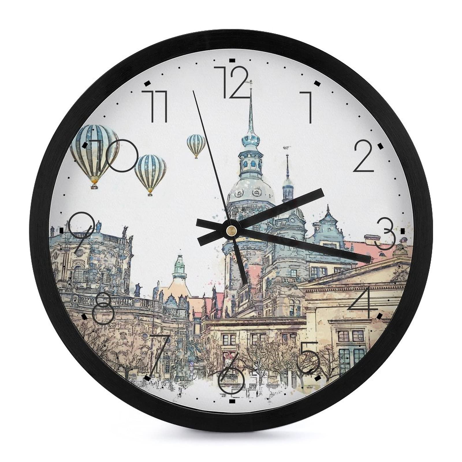 Horloge silencieuse aquarelle de 25.4cm idéale pour le bureau et l'école
