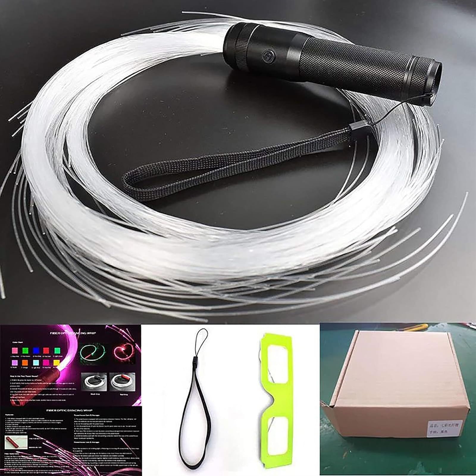 MDybf Fruste da Ballo in Fibra Ottica a LED, Giocattolo a Flusso Scintillante con Frusta in Fibra Ottica a 7 Colori, Frusta Spaziale da Ballo Girevole a 360° for Feste danzanti