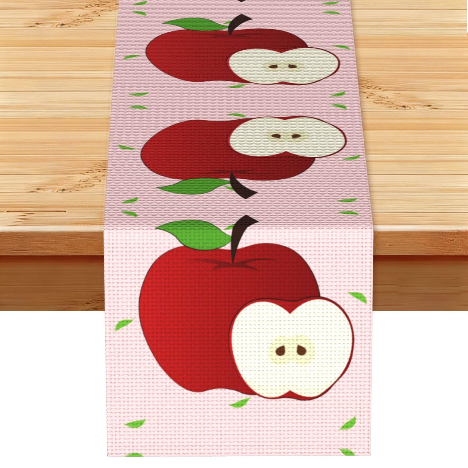 Cartoon Red Fruit Linen Feel Table Runner Wedding Party Home Decoration