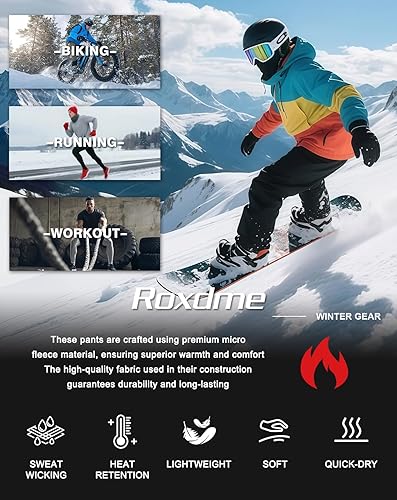 Miniatura 8 de Pantalones térmicos de compresión para hombre, con forro polar, leggings atléticos con calefacción, capa base para clima frío, bolsillos para equipo