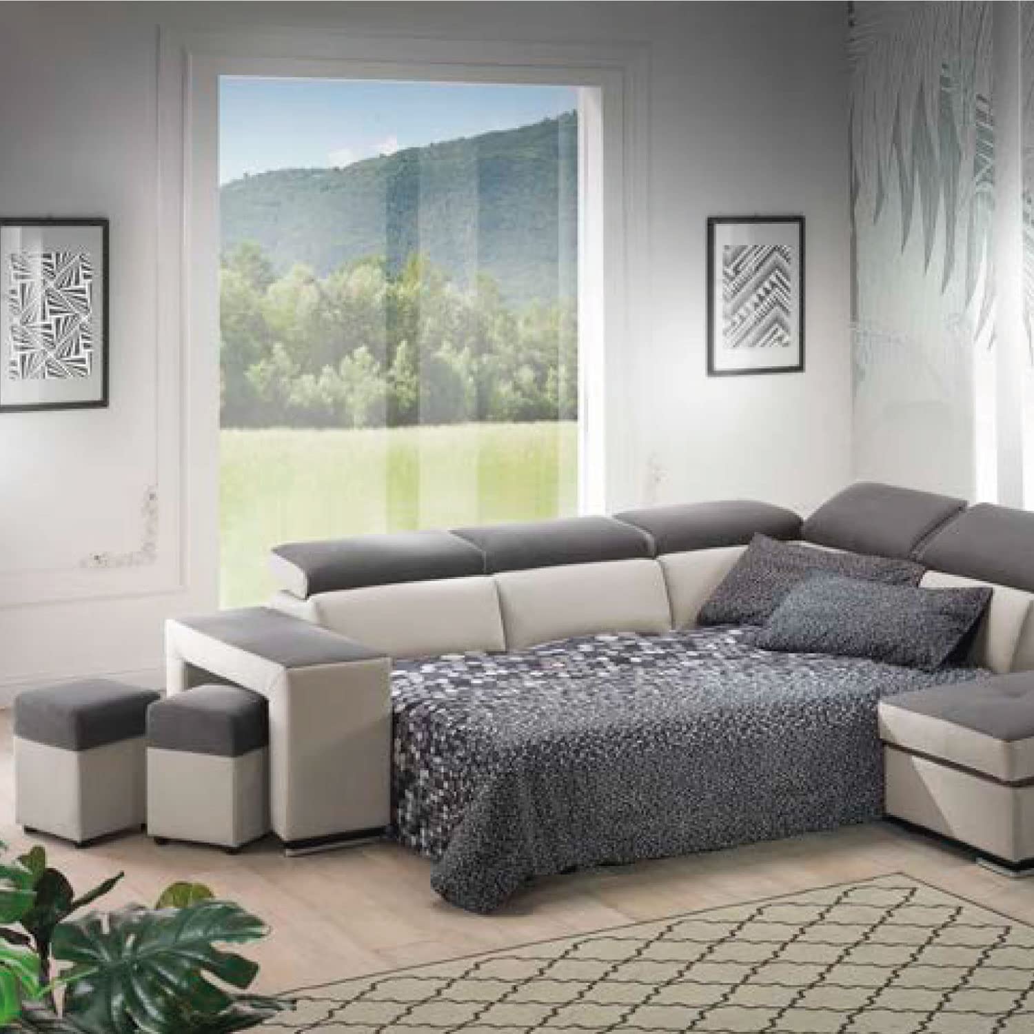 Baldiflex Divano Letto Estraibile, Angolare con Penisola, Cadelbosco