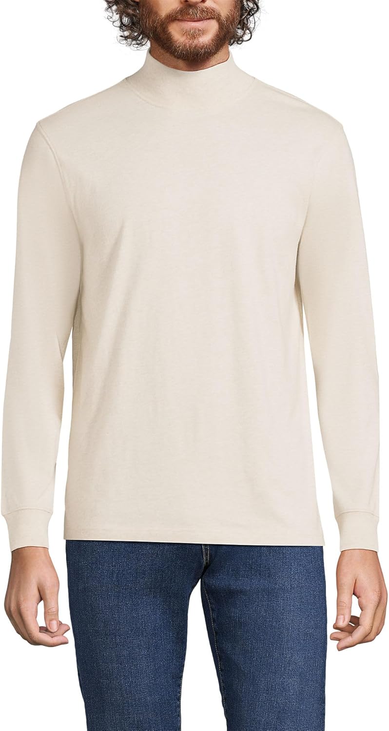 Lands' End Men's Super-T Cotton-Blend Mock Turtleneck Shirt