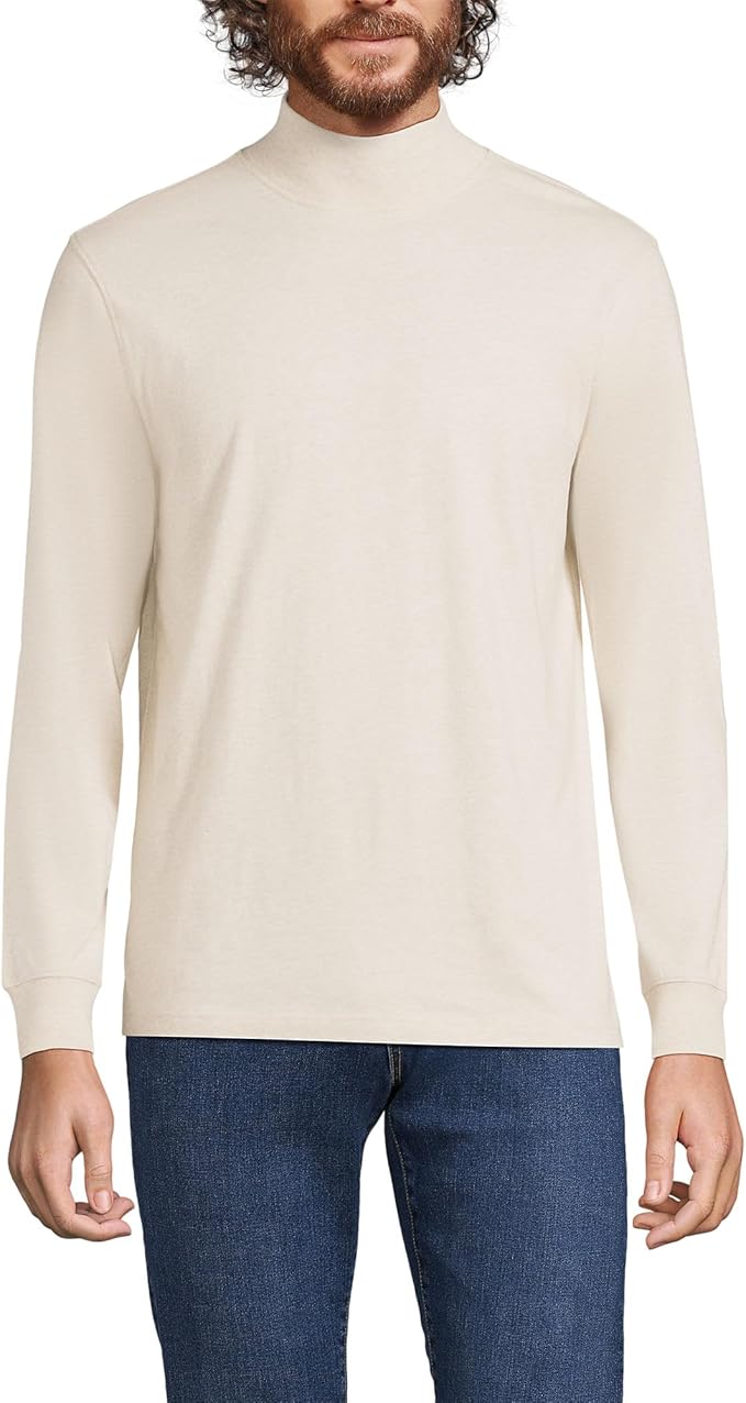 Lands' End Men's Super-T Cotton-Blend Mock Turtleneck Shirt