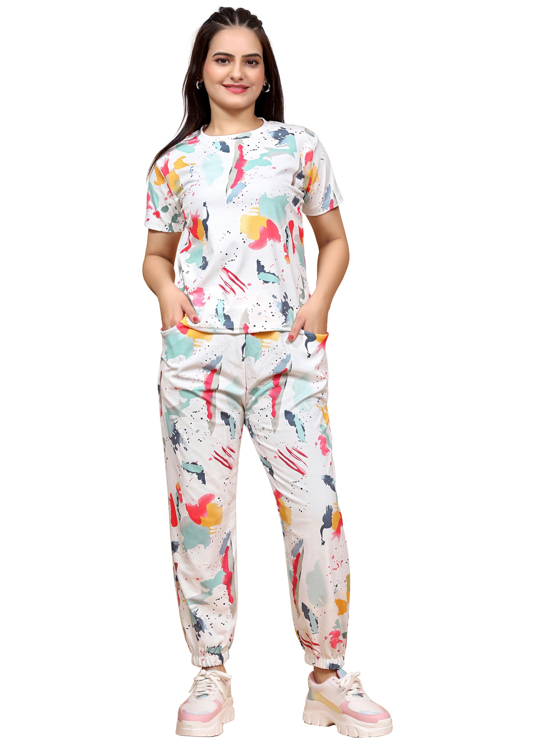 dadx Trendy Floral Printed Top and Jogger Set for Women – Soft and Comfortable Night wear, Stylish Lounge and Sleepwear-picture-6