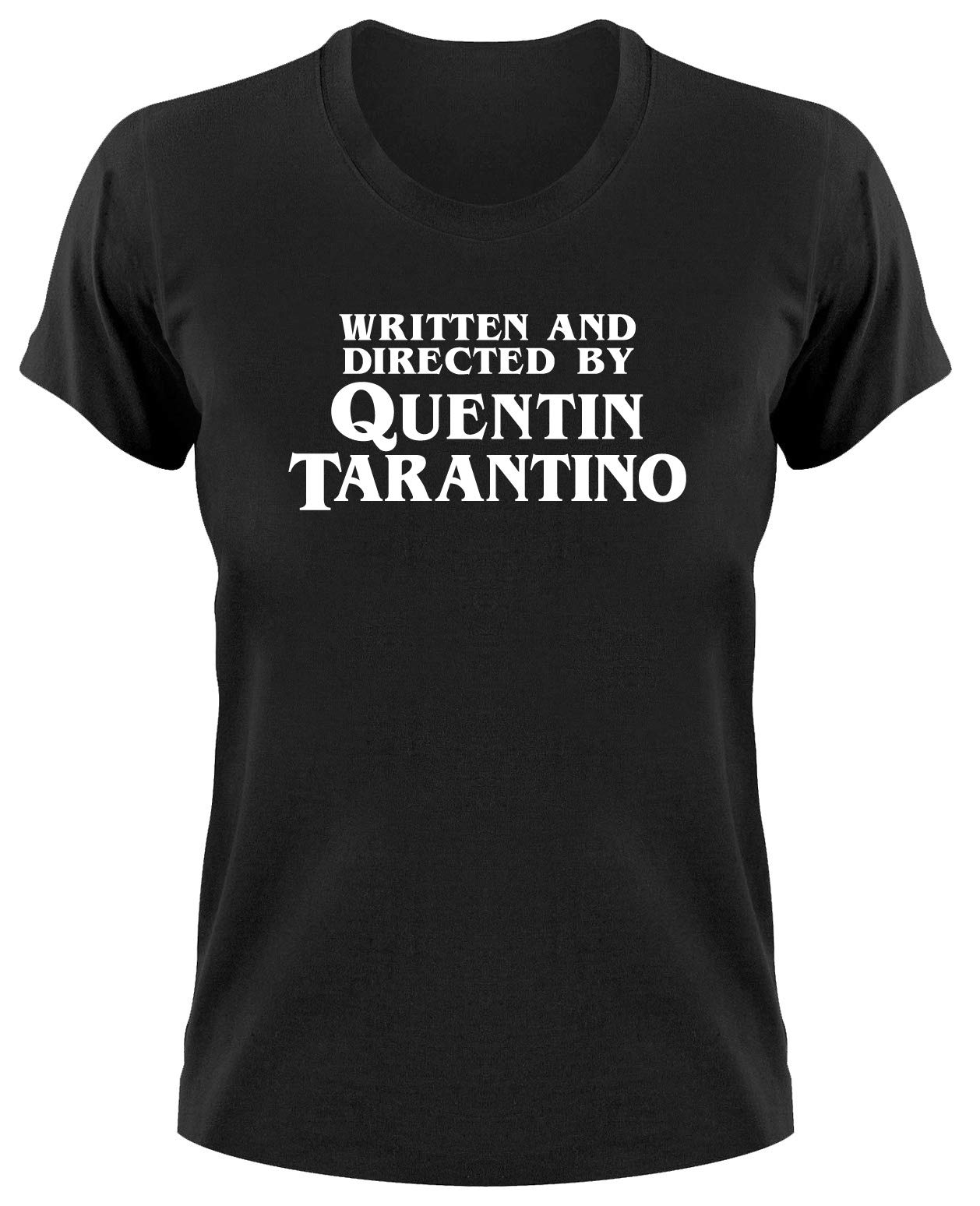 Styletex23 Women's Black Written And Directed By Quentin Tarantino T-Shirt, M,