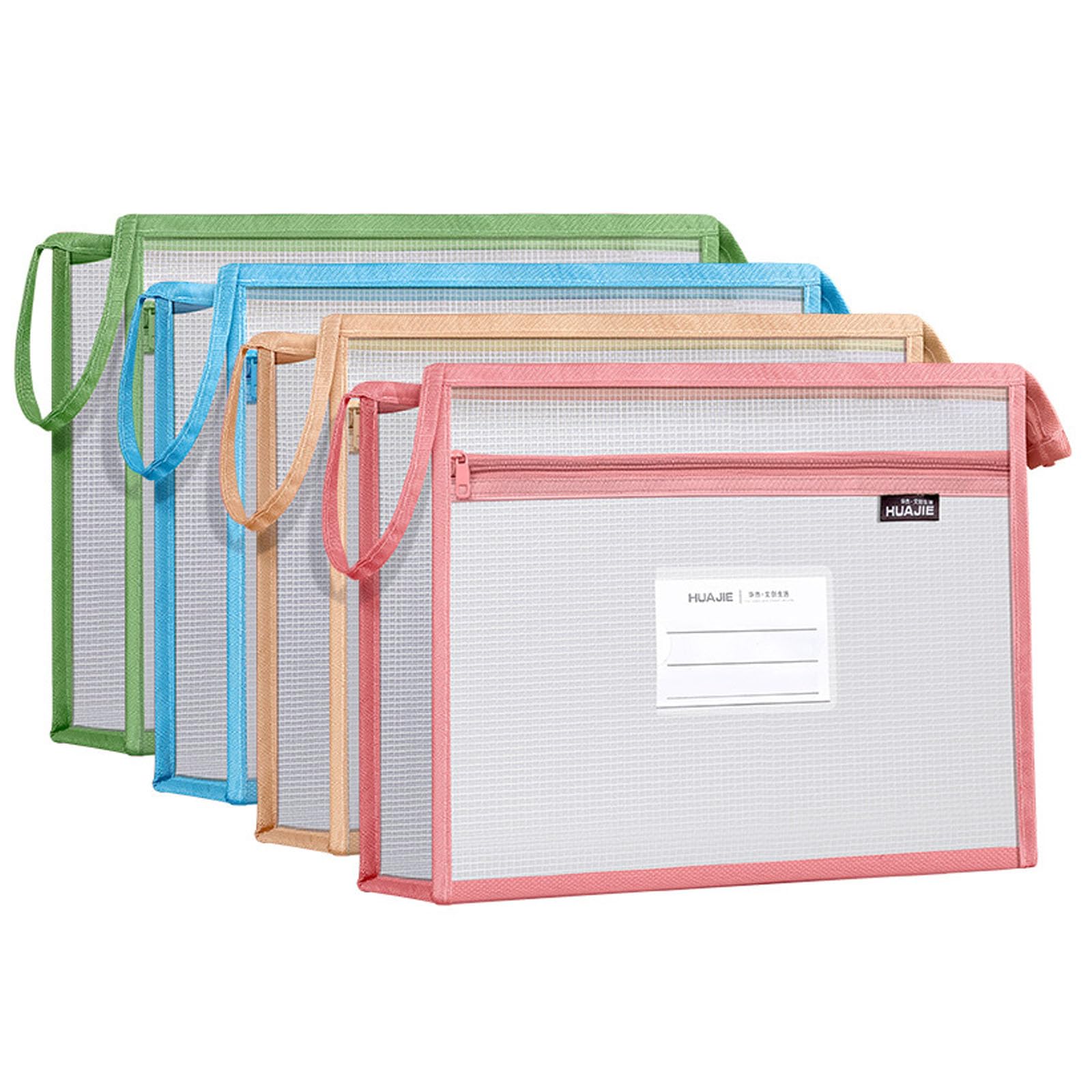 4 Pack A4 Plastic Envelope Wallets Folders EVA Wallet with Popper Mesh Book Bags Double Layer Mesh Zipper Pouches File Bags File Document Wallets Document Folder Pockets Envelopes with Card Slot