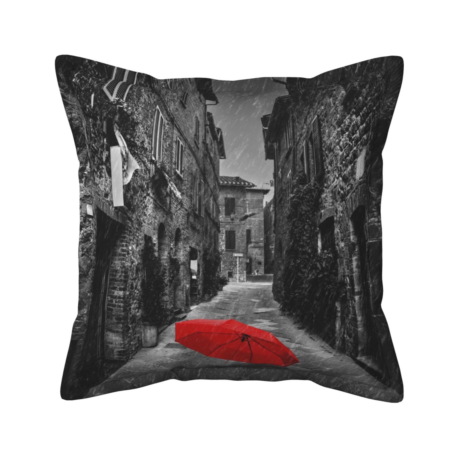 Housse de coussin en cuir 45x45 cm motif parapluie rouge pour l'extérieur