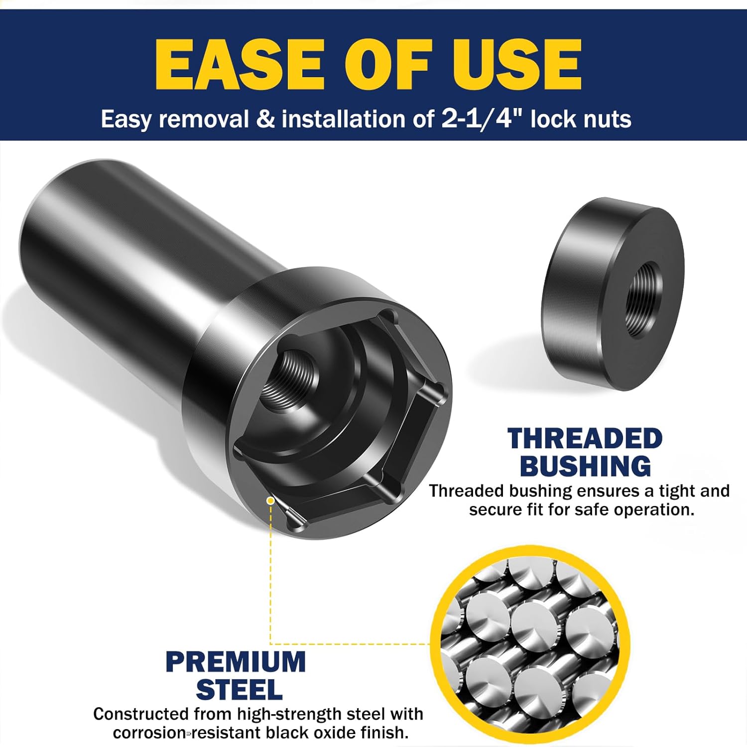 2-1/4" Mainshaft Pulley Wrench Tool Kit with Storage Box,Fit for Harley Davidson Twin Cam,Dyna,Electra Glide,Heritage Softail (2006-up)- Main Shaft Sprocket Lock Nut Socket with Threaded Bushing