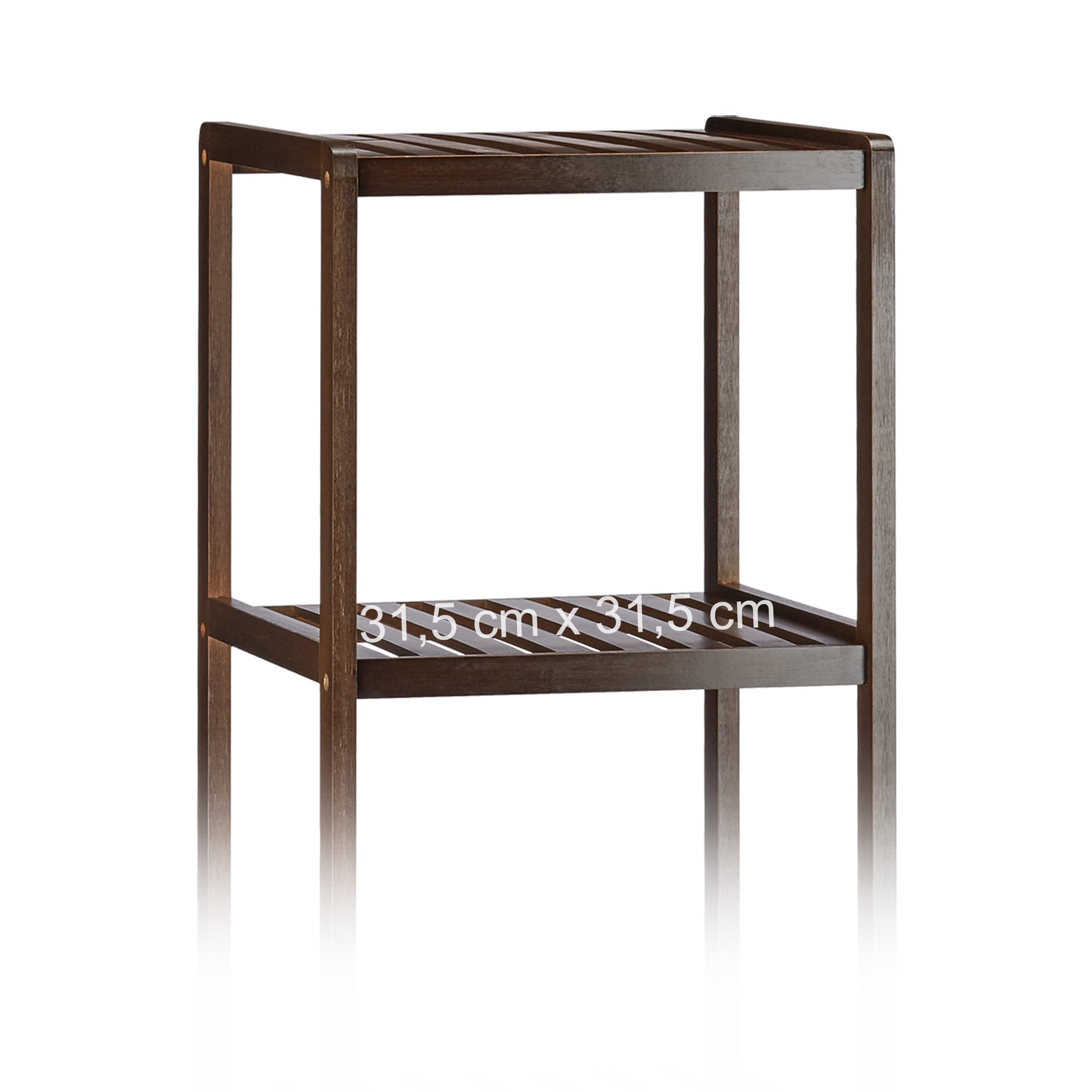 Relaxdays Bambus Badregal mit 5 Ablageflächen, HxBxT: 139,5 x 34,5 x 33 cm, hohes Standregal, Holzregal, Dunkelbraun