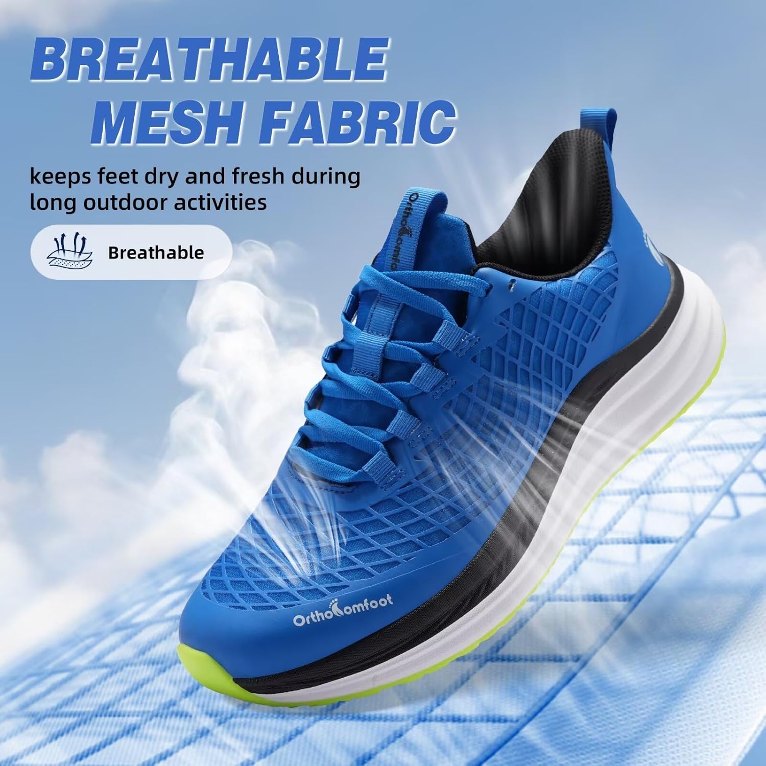 Men's Orthopedic Road Running Shoes: Comfortable Casual Arch Supports Plantar Fasciitis Orthotic Fashion Sneakers, Flat Feet Casual Tennis Outdoor Walking Exercise Shoes for Foot Heel and Pain Relief
