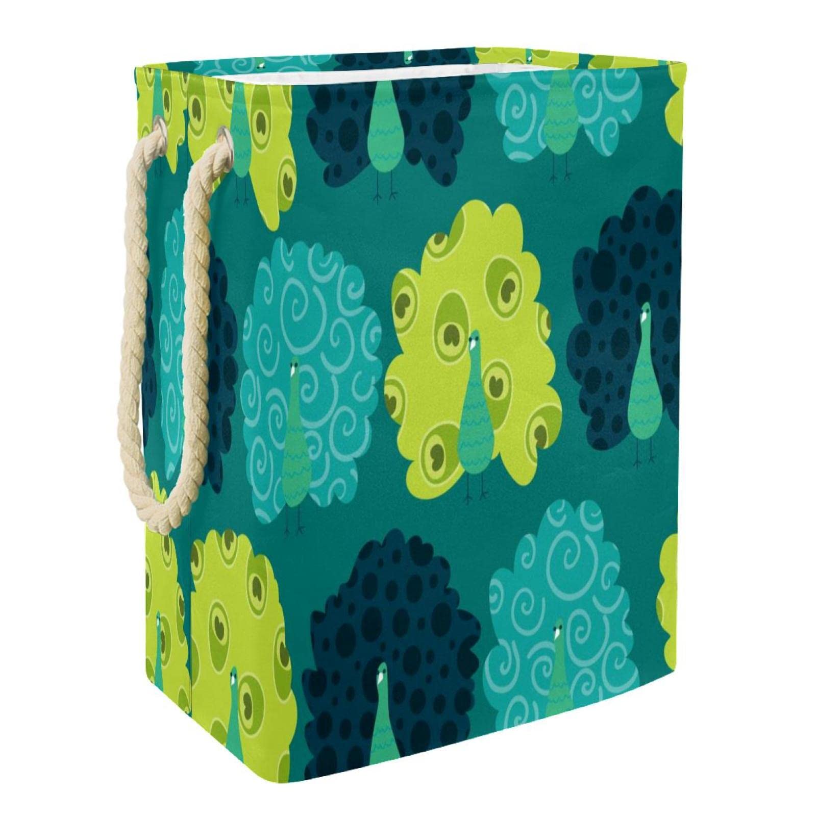 Panier à linge paon avec poignée durable pour linge sale