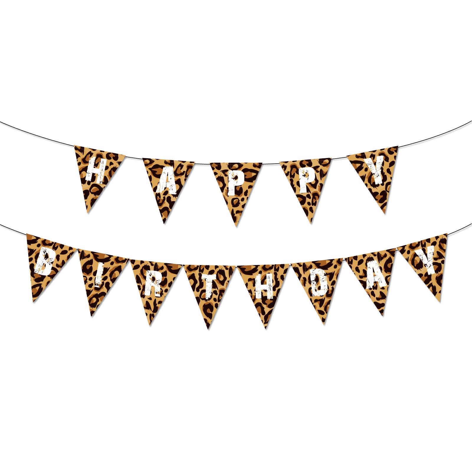 CC HOME Leopard Print Banner Party Decoration, Animal Print Theme Party Supplies Leopard Print Pennant Boys Girls Kids Home Classroom Baby Showers Birthday Party Decorations Hanging Flags